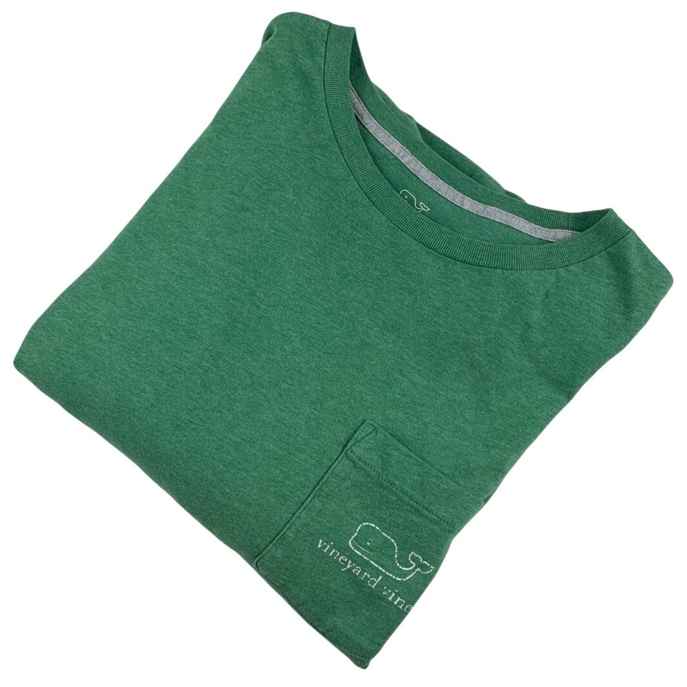 Vineyard Vines Mens Long Sleeve T-Shirt Green Whale Logo Size L *SEE PHOTOS*